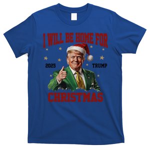 Trump 2024 I Will Be Home For Christmas Funny Santa Trump Cute Gift T-Shirt