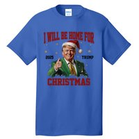 Trump 2024 I Will Be Home For Christmas Funny Santa Trump Cute Gift Tall T-Shirt