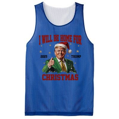 Trump 2024 I Will Be Home For Christmas Funny Santa Trump Cute Gift Mesh Reversible Basketball Jersey Tank