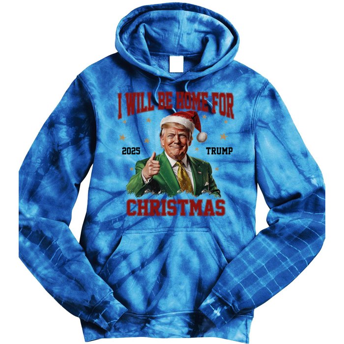 Trump 2024 I Will Be Home For Christmas Funny Santa Trump Cute Gift Tie Dye Hoodie