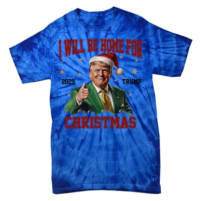 Trump 2024 I Will Be Home For Christmas Funny Santa Trump Cute Gift Tie-Dye T-Shirt