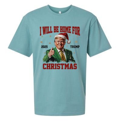 Trump 2024 I Will Be Home For Christmas Funny Santa Trump Cute Gift Sueded Cloud Jersey T-Shirt