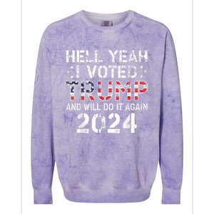 Trump 2024 I Voted Trump Flag Tee Maga Usa Flag Trump 2024 Colorblast Crewneck Sweatshirt