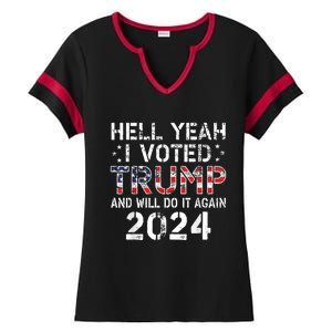 Trump 2024 I Voted Trump Flag Tee Maga Usa Flag Trump 2024 Ladies Halftime Notch Neck Tee