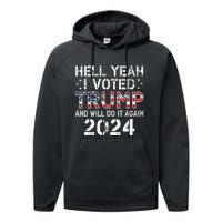 Trump 2024 I Voted Trump Flag Tee Maga Usa Flag Trump 2024 Performance Fleece Hoodie