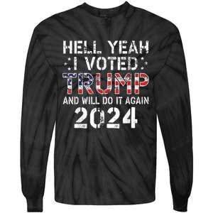 Trump 2024 I Voted Trump Flag Tee Maga Usa Flag Trump 2024 Tie-Dye Long Sleeve Shirt