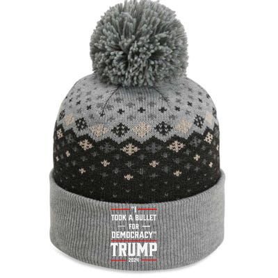 Trump 2024 I Took A Bullet For Democracy The Baniff Cuffed Pom Beanie