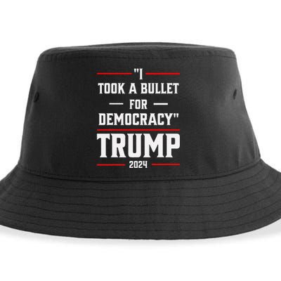 Trump 2024 I Took A Bullet For Democracy Sustainable Bucket Hat