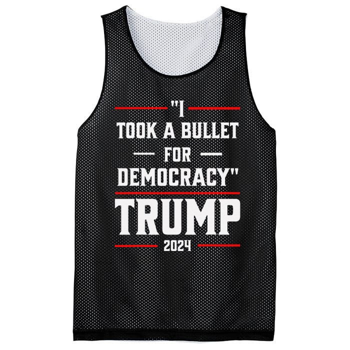 Trump 2024 I Took A Bullet For Democracy Mesh Reversible Basketball Jersey Tank