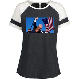 Trump 2024 If You Come At The King You Best Not Miss Enza Ladies Jersey Colorblock Tee