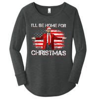 Trump 2024 Ill Be Home For Christmas Funny Trump Xmas 2024 Women's Perfect Tri Tunic Long Sleeve Shirt