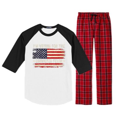 Trump 24 IM Voting For The Convicted Felon Us Flag Vintage Raglan Sleeve Pajama Set