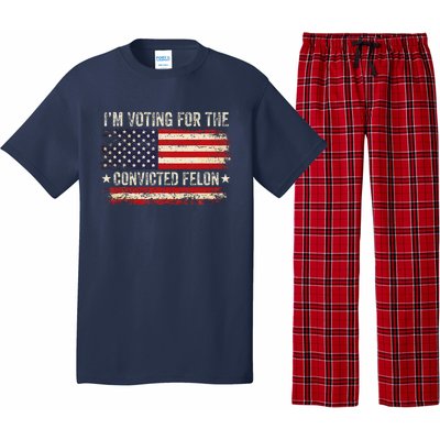 Trump 24 IM Voting For The Convicted Felon Us Flag Vintage Pajama Set