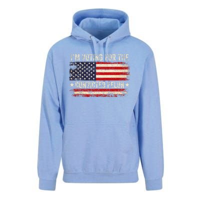 Trump 24 IM Voting For The Convicted Felon Us Flag Vintage Unisex Surf Hoodie