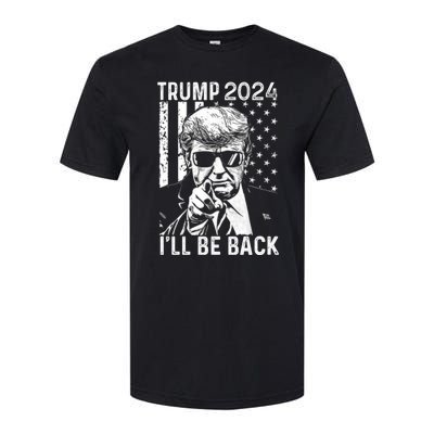 Trump 2024 Ill Be Back American Flag 4th Of July Softstyle® CVC T-Shirt