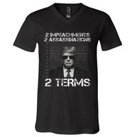 Trump 2 Impeachments 2 Assassinations 2 Terms V-Neck T-Shirt