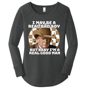 Trump 2024 I May Be A Real Bad Boy But Baby I’M A Real Good Man Women's Perfect Tri Tunic Long Sleeve Shirt