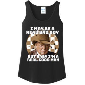 Trump 2024 I May Be A Real Bad Boy But Baby I’M A Real Good Man Ladies Essential Tank