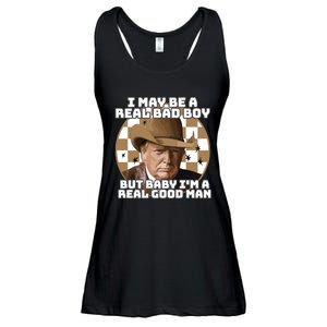 Trump 2024 I May Be A Real Bad Boy But Baby I’M A Real Good Man Ladies Essential Flowy Tank