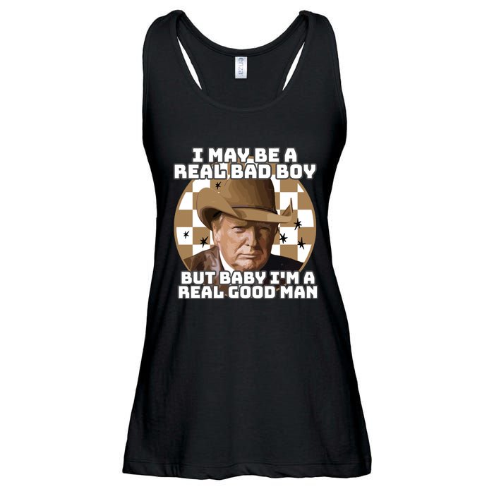 Trump 2024 I May Be A Real Bad Boy But Baby I’M A Real Good Man Ladies Essential Flowy Tank