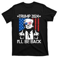 Trump 2024 Ill Be Back American Flag 4th Of July T-Shirt