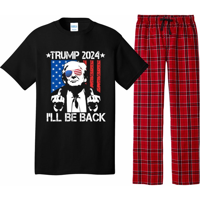 Trump 2024 Ill Be Back American Flag 4th Of July Pajama Set