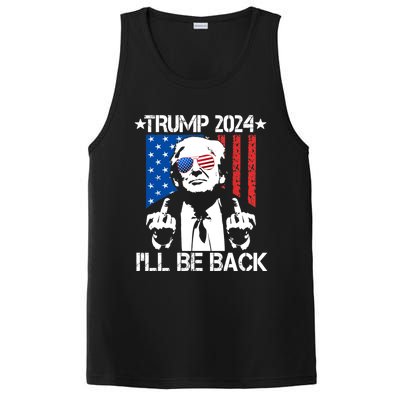 Trump 2024 Ill Be Back American Flag 4th Of July PosiCharge Competitor Tank