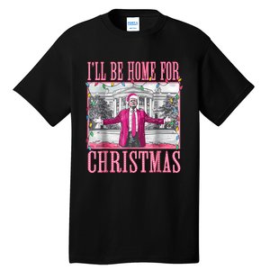 Trump 2024 ILl Be Home For Christmas Santa Trump 2024 Tall T-Shirt