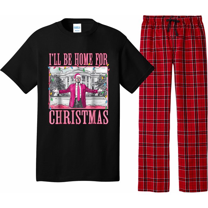 Trump 2024 ILl Be Home For Christmas Santa Trump 2024 Pajama Set