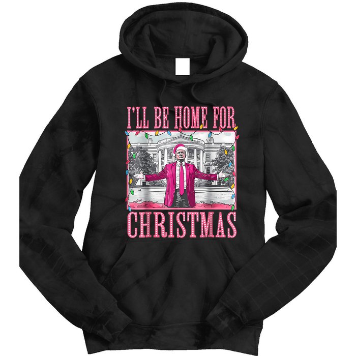 Trump 2024 ILl Be Home For Christmas Santa Trump 2024 Tie Dye Hoodie