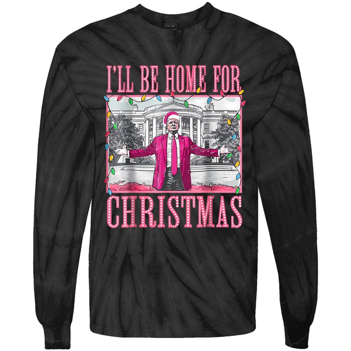 Trump 2024 ILl Be Home For Christmas Santa Trump 2024 Tie-Dye Long Sleeve Shirt