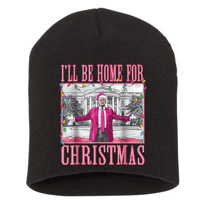 Trump 2024 ILl Be Home For Christmas Santa Trump 2024 Short Acrylic Beanie