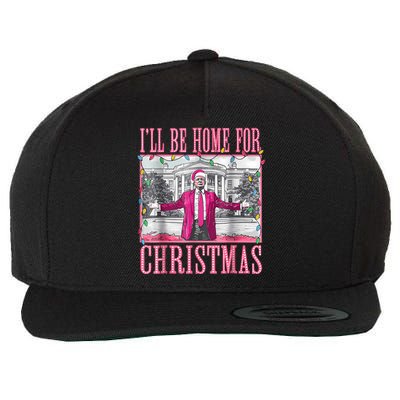 Trump 2024 ILl Be Home For Christmas Santa Trump 2024 Wool Snapback Cap