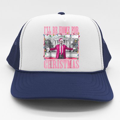 Trump 2024 ILl Be Home For Christmas Santa Trump 2024 Trucker Hat