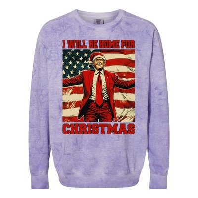 Trump 2024 ILl Be Home For Christmas Funny Trump Christmas Colorblast Crewneck Sweatshirt