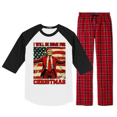 Trump 2024 ILl Be Home For Christmas Funny Trump Christmas Raglan Sleeve Pajama Set