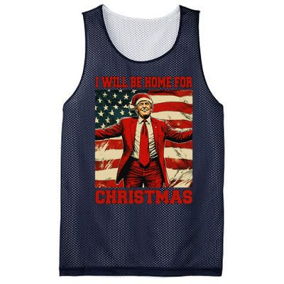 Trump 2024 ILl Be Home For Christmas Funny Trump Christmas Mesh Reversible Basketball Jersey Tank