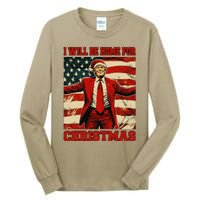 Trump 2024 ILl Be Home For Christmas Funny Trump Christmas Tall Long Sleeve T-Shirt