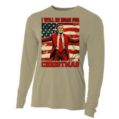 Trump 2024 ILl Be Home For Christmas Funny Trump Christmas Cooling Performance Long Sleeve Crew