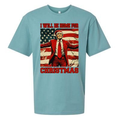 Trump 2024 ILl Be Home For Christmas Funny Trump Christmas Sueded Cloud Jersey T-Shirt