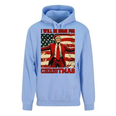 Trump 2024 ILl Be Home For Christmas Funny Trump Christmas Unisex Surf Hoodie