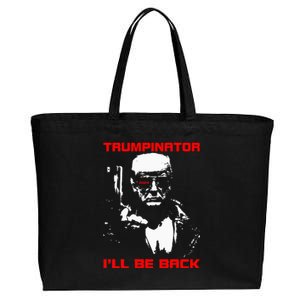 Trumpinator 2024 I'll Be Back Support Trump 2024 Election Cotton Canvas Jumbo Tote