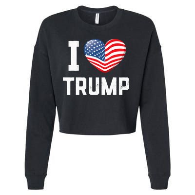 Trump 2024 I Love Trump America Heart Usa Love Donald Trump Cropped Pullover Crew