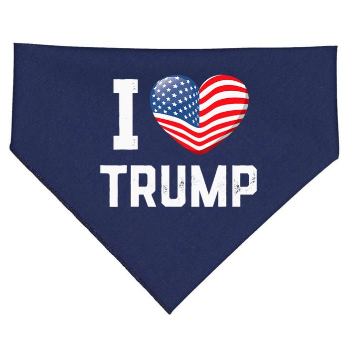 Trump 2024 I Love Trump America Heart Usa Love Donald Trump USA-Made Doggie Bandana