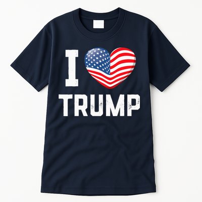 Trump 2024 I Love Trump America Heart Usa Love Donald Trump Tall T-Shirt