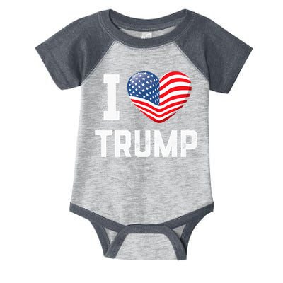 Trump 2024 I Love Trump America Heart Usa Love Donald Trump Infant Baby Jersey Bodysuit