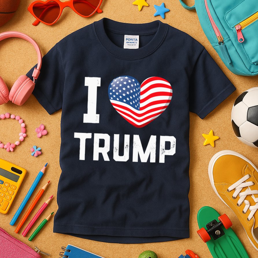 Trump 2024 I Love Trump America Heart Usa Love Donald Trump Kids T-Shirt