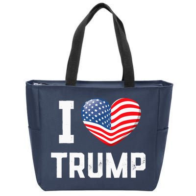 Trump 2024 I Love Trump America Heart Usa Love Donald Trump Zip Tote Bag
