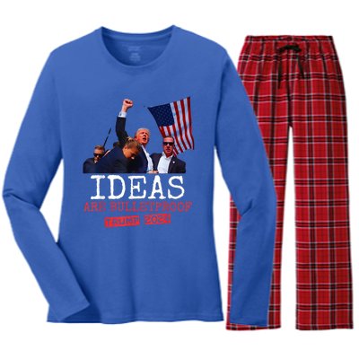 Trump 2024 Ideas Are Bulletproof Trump 2024 Women's Long Sleeve Flannel Pajama Set 