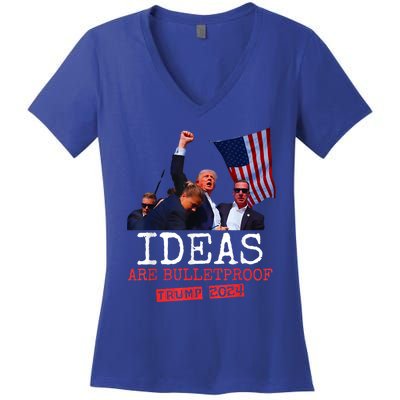 Trump 2024 Ideas Are Bulletproof Trump 2024 Women's V-Neck T-Shirt